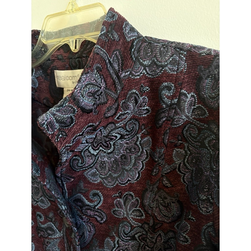 real comfort by Chadwick‎ Women's Burgundy Paisley Tapestry Jacket 18W - Picture 6 of 6